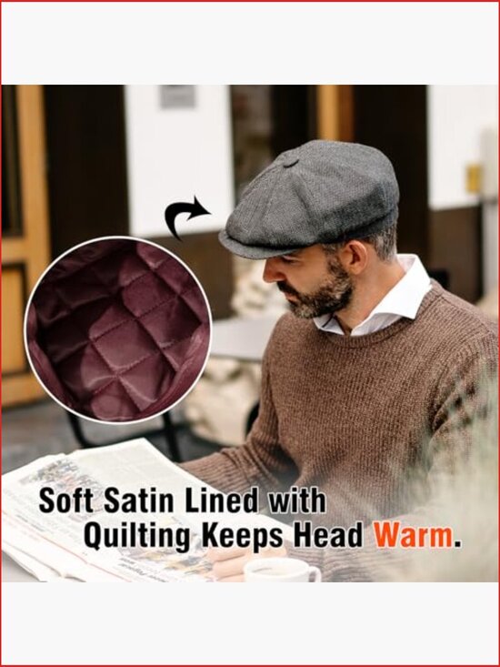 20% Wool Blend Newsboy Cap with Adjustable String display picture 2